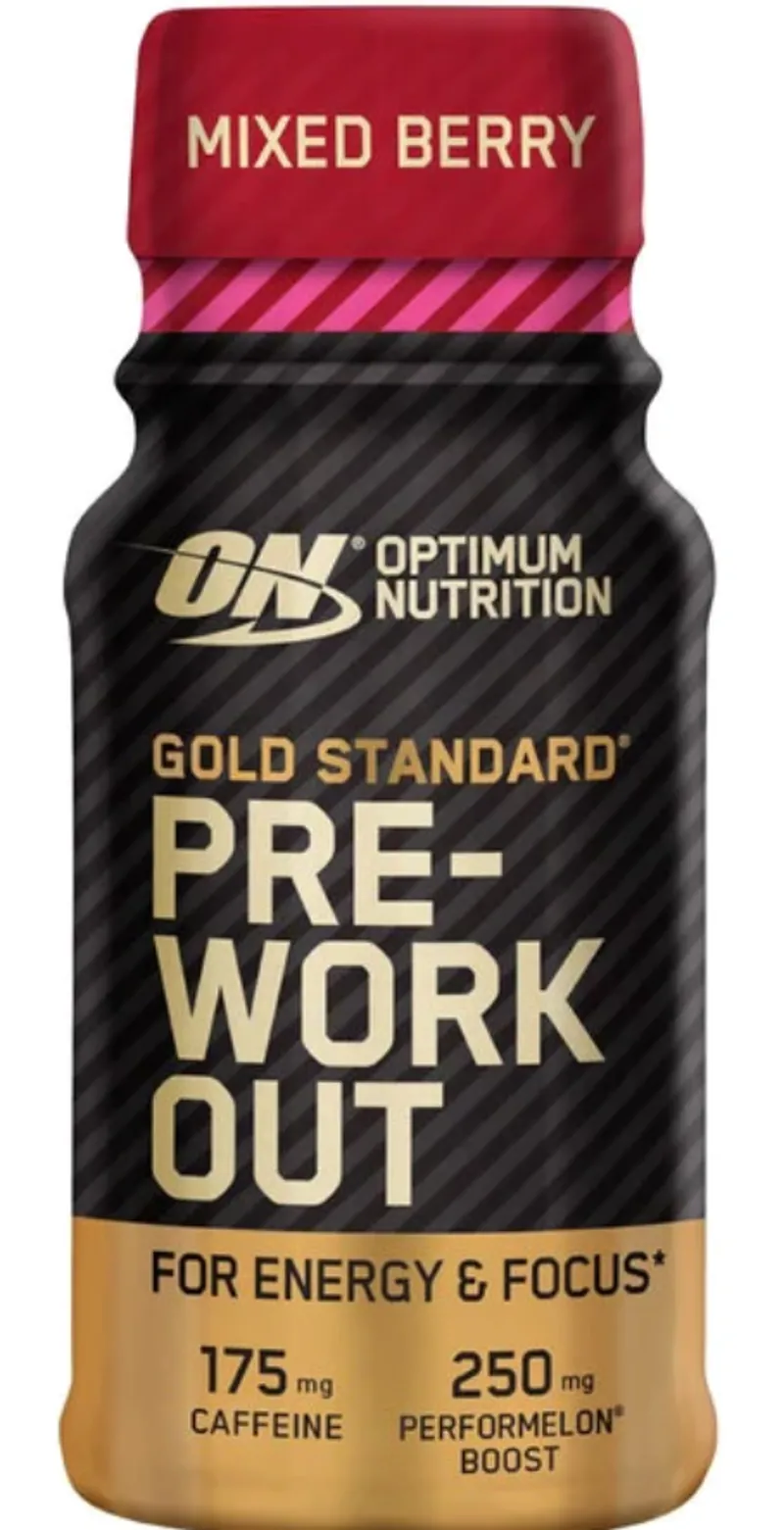 Optimum Nutrition: Gold Standard Pre-Workout Energy Shot Ready to Drink Food Supplement 60ml - Mixed Berry